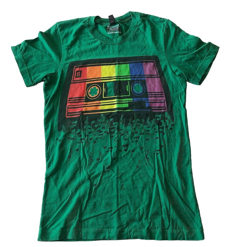 Adult Design By Humans Pride Rainbow Flag Music Note Cassette Avocado T-Shirt